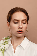 Load image into Gallery viewer, Large circle hoops, minimalist, statement hoops, geometric earrings, boho hoops, wire hoops, G earrings, G hoops, large gold hoops, 925