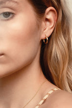 Load image into Gallery viewer, Twist huggie hoops, mini gold hoops, small hoop earrings, spiral hoops, twist rope hoops, boho hoops, mini bold hoops, wreath hoops, 925