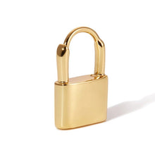 Load image into Gallery viewer, LOCK (V2) - Dainty gold vermeil huggie hoop lock earrings 18k gold filled padlock charm mini hoop earrings minimalist stacking hoops gift