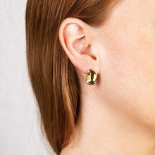 Load image into Gallery viewer, ABBY - Abstract vintage molten gold pebble stud earring 925 silver molten organic gold stud earring boho french minimalist earring gift