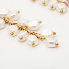 Load image into Gallery viewer, MEGAN - Dangling baroque pearl earrings vintage street style chandelier statement cluster pearl boho bride wedding bridesmaid gift 925 gold
