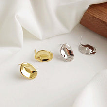 Load image into Gallery viewer, ABBY - Abstract vintage molten gold pebble stud earring 925 silver molten organic gold stud earring boho french minimalist earring gift