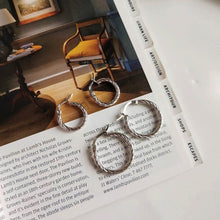 Load image into Gallery viewer, Twist rope hoop earrings, spiral twist hoops, wreath hoops, vintage hoops, boho, minimalist, classic, stacking., lightweight earring 925