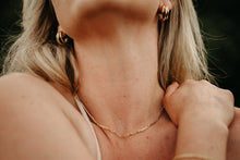 Load image into Gallery viewer, Gold link chain, vintage style, unisex, double split chain, twist rope, rectangular paperclip chain, boho choker, street style necklace, 925