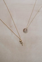 Load image into Gallery viewer, ROSALIE - Vintage style rose coin necklace, gold circle pendant flower coin vintage mirror twist wreath frame necklace stacking 925 silver