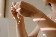 Load image into Gallery viewer, BELLE - Dainty bead satellite chain choker necklace 925 sterling silver boho style gold plated silver bead orb chain stacking necklace