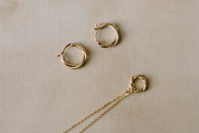 Load image into Gallery viewer, Spiral twist hoops, dainty gold hoops, interwoven, twist rope, wreath, entwine hoop earrings, rose gold, gold, silver, weave, woven, 925