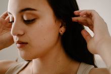 Load image into Gallery viewer, CLAW - Layered mini huggie hoop stud earrings huggie earring dainty cross stacked gold huggie hoop earring boho gift vintage style 925