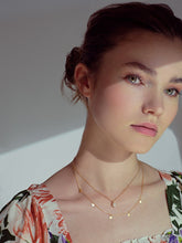 Load image into Gallery viewer, Dainty disc choker, boho choker, satellite, bead necklace, rhodium, 925 silver, gold disc necklace, mini disk choker, minimalist, stacking