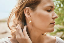 Load image into Gallery viewer, REEREE - Blooming sunflower pearl gold flower pearl earring abstract starry sunburst vintage statement pearl earring wedding bridal gift