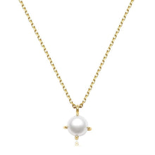 Load image into Gallery viewer, Solitaire pearl pendant, 18K gold vermeil, genuine pearls, gold filled choker, dainty pearl necklace, stacking necklace, bridal wedding gift