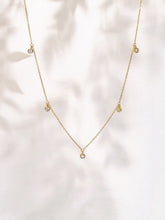 Load image into Gallery viewer, STACY - 18K gold vermeil chain 5 zirconia satellite diamond station dainty gold filled choker chain minimalist stacking necklace bridal gift