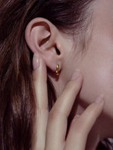 Load image into Gallery viewer, Asymmetrical twist hoops, 18k gold vermeil, gold filled, dainty huggie hoop, wave twist, mini gold hoops, minimalist hoop earrings, 925