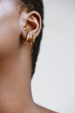Load image into Gallery viewer, Mini orb bubble hoops, dainty gold huggie hoops, bobble hoops, satellite hoops, beaded, bead, sun, bauble, boho hoops, stacking hoops, 925