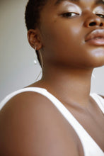 Load image into Gallery viewer, Brass pearl drop earrings, baroque pearl, dangle earring, large, statement pearls, brass, wire earring, unique, avant garde, bridal, wedding