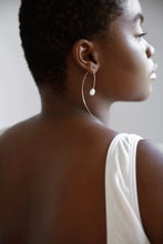 Load image into Gallery viewer, Brass pearl drop earrings, baroque pearl, dangle earring, large, statement pearls, brass, wire earring, unique, avant garde, bridal, wedding