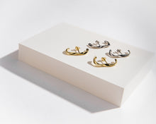 Load image into Gallery viewer, MIKA - Bold Minimalist hook stud ear cuff suspender earrings gold twist 925 earring modern textured wrap earring unique ear jacket stacking