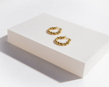 Load image into Gallery viewer, LELA - Vintage style gold twist hoop earrings wave hoops classic chunky midi spiral rope gold entwined wreath hoop stacking interwoven