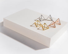 Load image into Gallery viewer, PYRA - Modern unique geometric minimalist pyramid triangle 3d stud huggie mini hoop earrings 925 sterling silver gold rose gold boho minimal