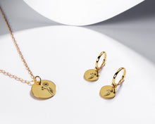 Load image into Gallery viewer, Birth Month Flower NECKLACE - dainty birth flower coin pendant necklace gold horoscope birth month zodiac coin necklace personalized gift