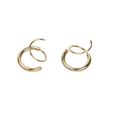 Load image into Gallery viewer, KRISTI - Layered mini double spiral huggie hoop earring dainty stacked twist layered rose gold twister silver unique double piercing gift