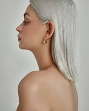 Load image into Gallery viewer, LOCK (V2) - Dainty gold vermeil huggie hoop lock earrings 18k gold filled padlock charm mini hoop earrings minimalist stacking hoops gift