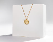 Load image into Gallery viewer, KARA (II) - Vintage style boho gold coin necklace with abstract hammered disk pendant w/ 925 gold plated sterling silver dainty chain