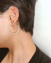 Load image into Gallery viewer, Statement pearl hoop earrings, large pearl hoops, genuine pearl earring, bold hoops, gold pearl hoops, event, wedding earring, bridal, 925