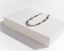 Load image into Gallery viewer, Flat figaro chain bracelet, adjustable length, wide gold chain, stacking bracelet, unisex, French vintage, street style chain, 925 silver