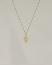 Load image into Gallery viewer, ALICE - Vintage style rhombus pendant gold coin necklace w/ bauble bobble beads beaded diamond shaped coin boho stacking geometric necklace