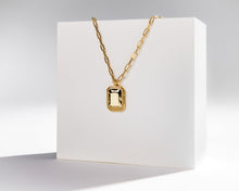 Load image into Gallery viewer, KEEGAN - Rectangular mirror vintage style gold coin link chain necklace, street style gold paperclip long chain stacking necklace stack 925
