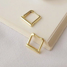 Load image into Gallery viewer, PIPER - Chunky square huggie hoop geometric earrings gold chunky pipe bar street style mini hoop earrings minimalist stacking hoops lock