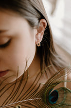 Load image into Gallery viewer, EMMA - Gold croissant twist rope mini dome hoop small bold earrings chunky weave spiral crescent Dôme entwine wreath rose gold vintage