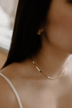 Load image into Gallery viewer, KATIE - Dainty thin flat snake chain herringbone adjustable necklace choker gold plated silver minimalist boho lightweight stacking 45 CM