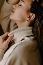 Load image into Gallery viewer, Laurel wreath earring, dainty bold, wrap twist rope, mini croissant, tiny dome, small dainty bold hoops, spiral crescent Dôme vintage stud