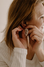 Load image into Gallery viewer, Mini pearl dangle earrings, statement pearl earring, lightweight, drop chain, boho style, wedding pearls, genuine shell pearls, minimalist