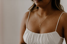 Load image into Gallery viewer, KEY - dainty vintage gold skeleton key pendant necklace, minimalist mini key necklace 925 silver boho small pendant gift valentines birthday