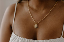 Load image into Gallery viewer, KEEGAN - Rectangular mirror vintage style gold coin link chain necklace, street style gold paperclip long chain stacking necklace stack 925