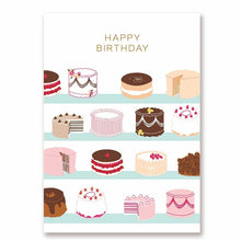 Load image into Gallery viewer, DESSERT BIRTHDAY CARD - gold foil printed full size birthday card cake greeting handwritten message, love, gift message (Card + Envelope)