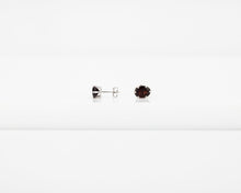 Load image into Gallery viewer, JASPERIA - REAL VINTAGE, 10k solid white gold genuine natural 2.92ct garnet oval stud earrings dark red January birth month stone 8x6mm