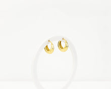 Load image into Gallery viewer, Hollow crescent hoops, gold dome hoop earring, classic, chunky hoops, puff, puffy hoops, vintage, thick hoops, dainty bold, minimalist