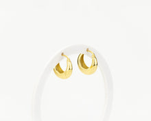 Load image into Gallery viewer, Hollow crescent hoops, gold dome hoop earring, classic, chunky hoops, puff, puffy hoops, vintage, thick hoops, dainty bold, minimalist