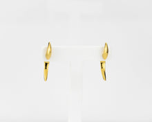 Load image into Gallery viewer, Double sided horn earrings, unique ear jacket, bold wrap earring, minimalist, hook stud, ear cuff, suspender earrings, modern, asymmetrical