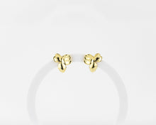 Load image into Gallery viewer, Gold flower petal stud, flower petal earring, statement stud, abstract, vintage, floral, bold, lightweight, wedding, bridal gift, boho, 925