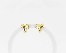 Load image into Gallery viewer, Gold flower petal stud, flower petal earring, statement stud, abstract, vintage, floral, bold, lightweight, wedding, bridal gift, boho, 925