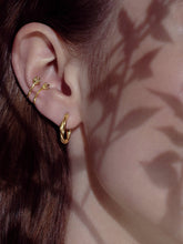 Load image into Gallery viewer, Spiral twist hoops, dainty gold hoops, interwoven, twist rope, wreath, entwine hoop earrings, rose gold, gold, silver, weave, woven, 925