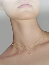 Load image into Gallery viewer, Water drop choker, mini charm choker, waterdrop necklace, droplet chain necklace, boho, satellite, dainty droplet choker, stacking, 925