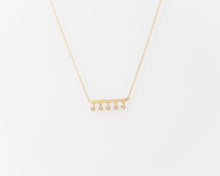 Load image into Gallery viewer, CZ bar pendant, dainty cz necklace, 5 cz pendant, horizontal bar necklace, dainty gold necklace, boho, stacking, bridal gift, wedding