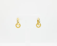 Load image into Gallery viewer, Double circle hoops, statement, hollow hoops, chunky hoop earrings, spiral hoops, twist rope hoop, wreath hoops, puffy hoops, 2 in 1 earring