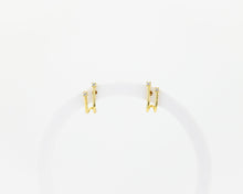 Load image into Gallery viewer, Double cz cuff hoop, dainty cz earrings, suspender cuff, layer hoops, double ear cuff, wrap earring, half hoop, cz huggie earring, boho